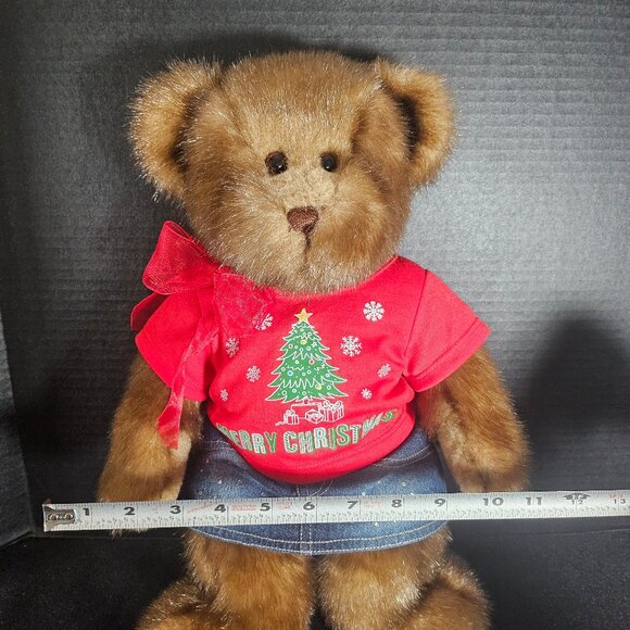 15" Gund Bear In Build A Bear Clothes Christmas Soft Brown Sparkly Bear Plush - Picture 9 of 9